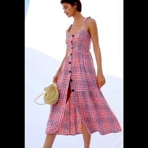 UO Positano Linen Tie-Shoulder Midi Spring Summer Dress (XS)